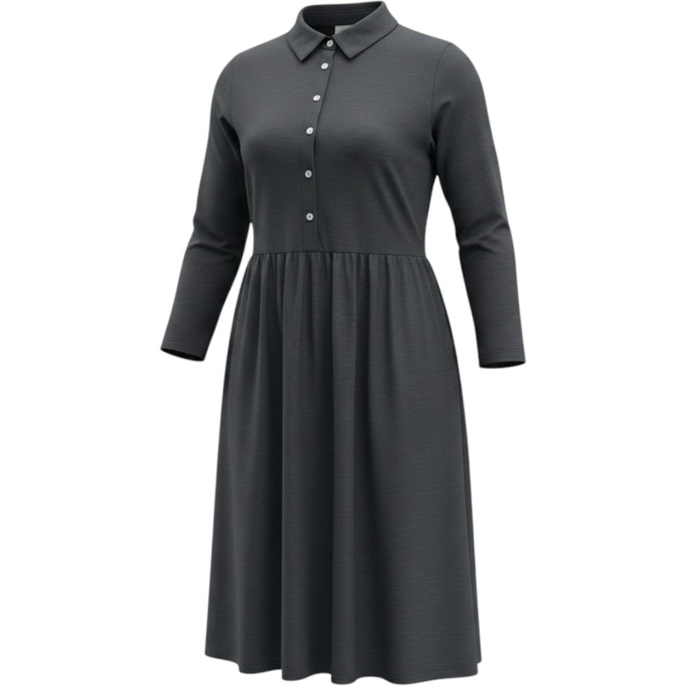 J. Jill Womens Black Cotton Modal 3/4 Sleeve Polo Shirt Dress Size Medium Modest